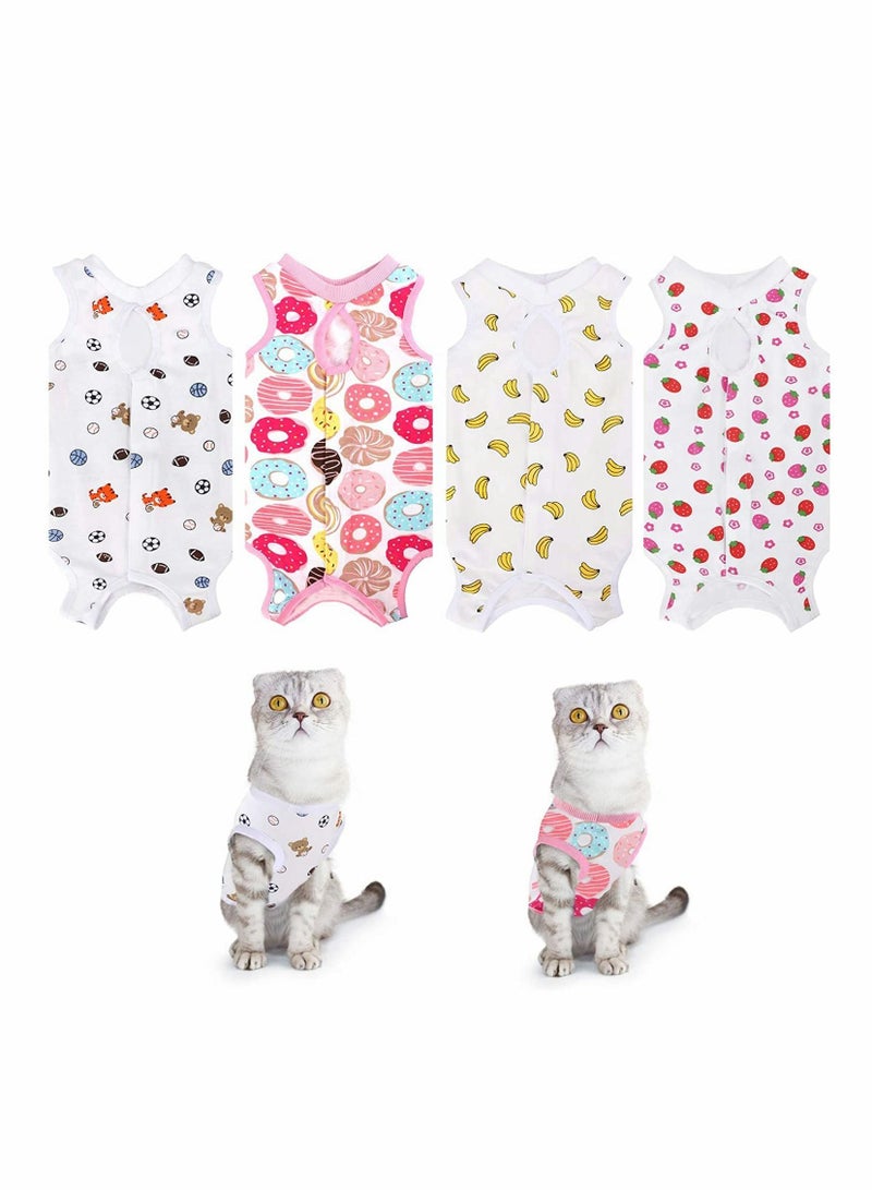 Y&D 4 Pcs Cat Recovery Suit Surgery Kittens Physiological Clothes Cotton Breathable for Abdominal Wounds or Skin Diseases - L  - Image 1