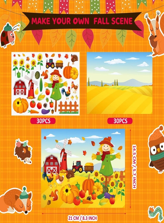 Maitys 60 Sheets Thanksgiving Stickers Scene Make a Fall Scene Sticker Kit Fall Crafts DIY Make Your Own Stickers for Autumn Activity Thanksgiving Party Crafts - Image 2