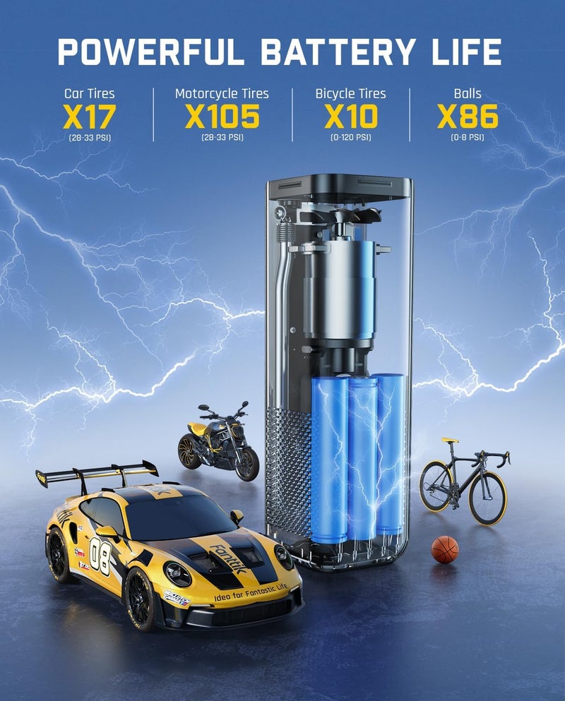 Fanttik X8 APEX™ Tire Inflator Portable Air Compressor - 150PSI Cordless with LCD Dual Screen - Image 3