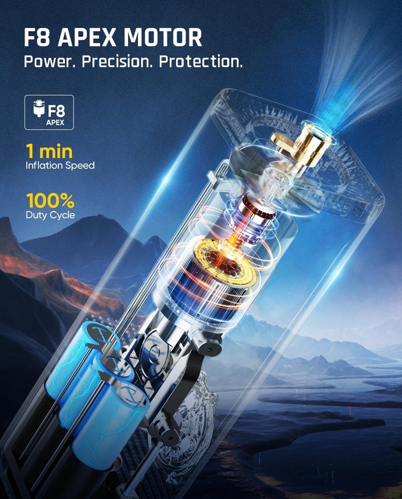 Fanttik X8 APEX™ Tire Inflator Portable Air Compressor - 150PSI Cordless with LCD Dual Screen - Image 4