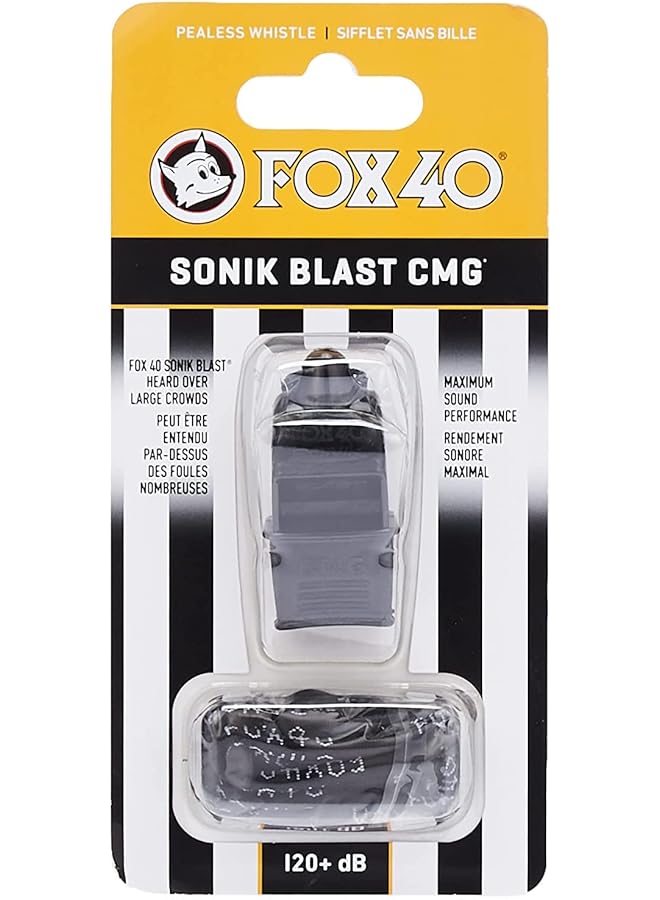 Fox 40 Sonik Blast CMG Official Whistle with Break Away Lanyard (Black) - Image 1