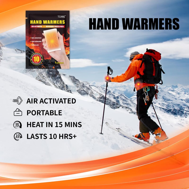 TCANG Hand Warmers Disposable 10 Pack - Up to 10 Hours of Heat - Super Long Lasting Air Activated Warmers, All Natural & Portable for Body, Hands & Toes - Odorless Hot Warmer Gifts for Winter Work - Image 4