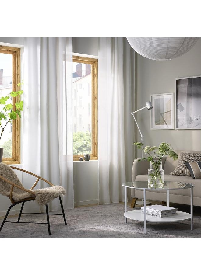 زبون ستائر، زوج واحد، مع شريط رأسي/أبيض، 145×300 سم  - Image 2