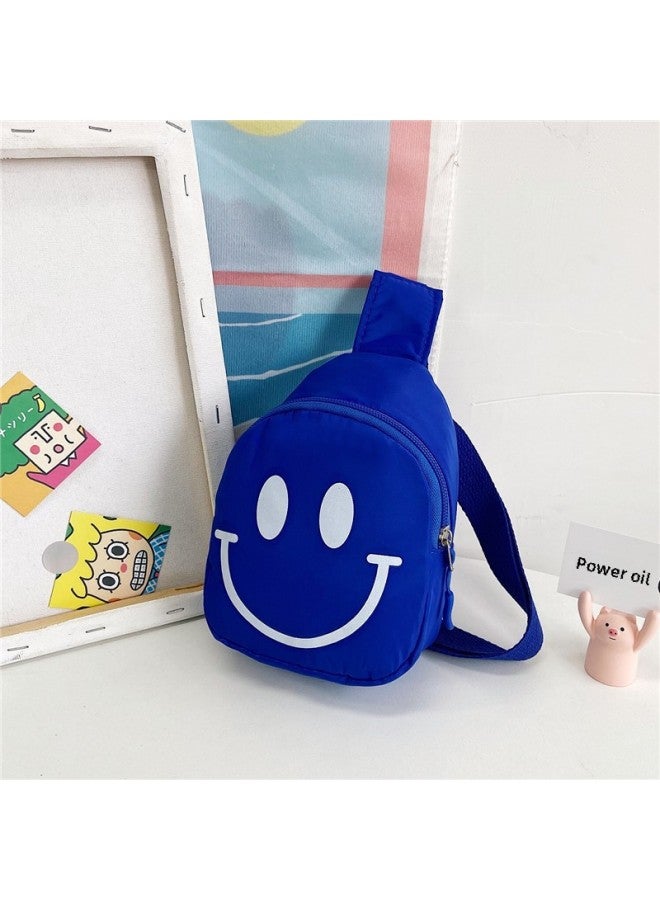 Children's Bag Smiley Crossbody Bag 2025 Fashion Composite Cloth Chest Bag Kindergarten Baby Boys And Girls Backpack-Color:Blue - Image 1