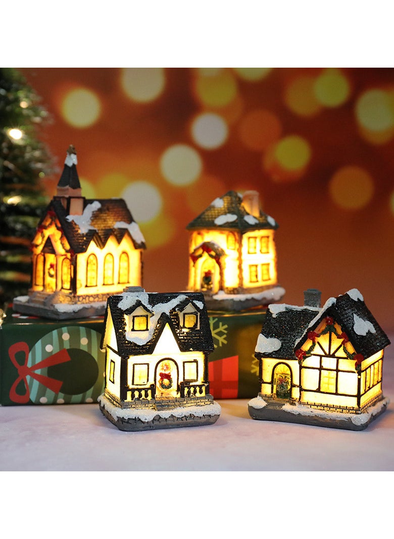 AUTOYSUR - Christmas Village Sets LED Lighted Christmas Village Houses with Figurines, Christmas Village Collection Indoor Room Decor Collectible Buildings (6 Pack) - Image 1