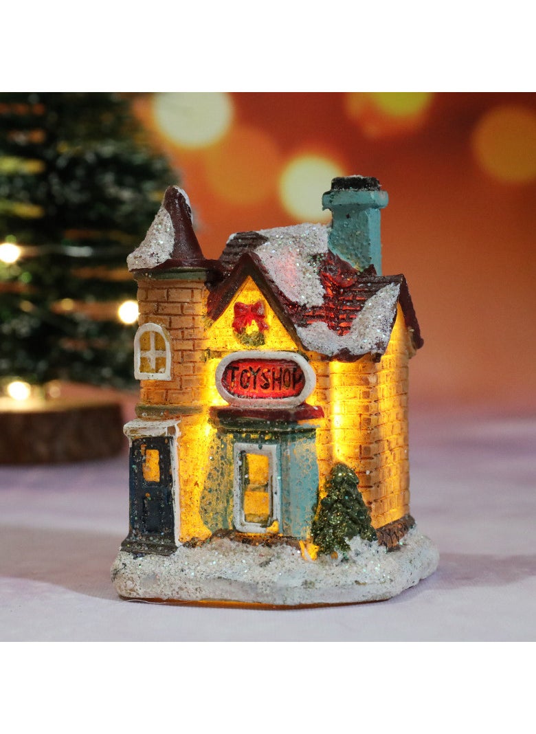 AUTOYSUR - Christmas Village Sets LED Lighted Christmas Village Houses with Figurines, Christmas Village Collection Indoor Room Decor Collectible Buildings (6 Pack) - Image 1