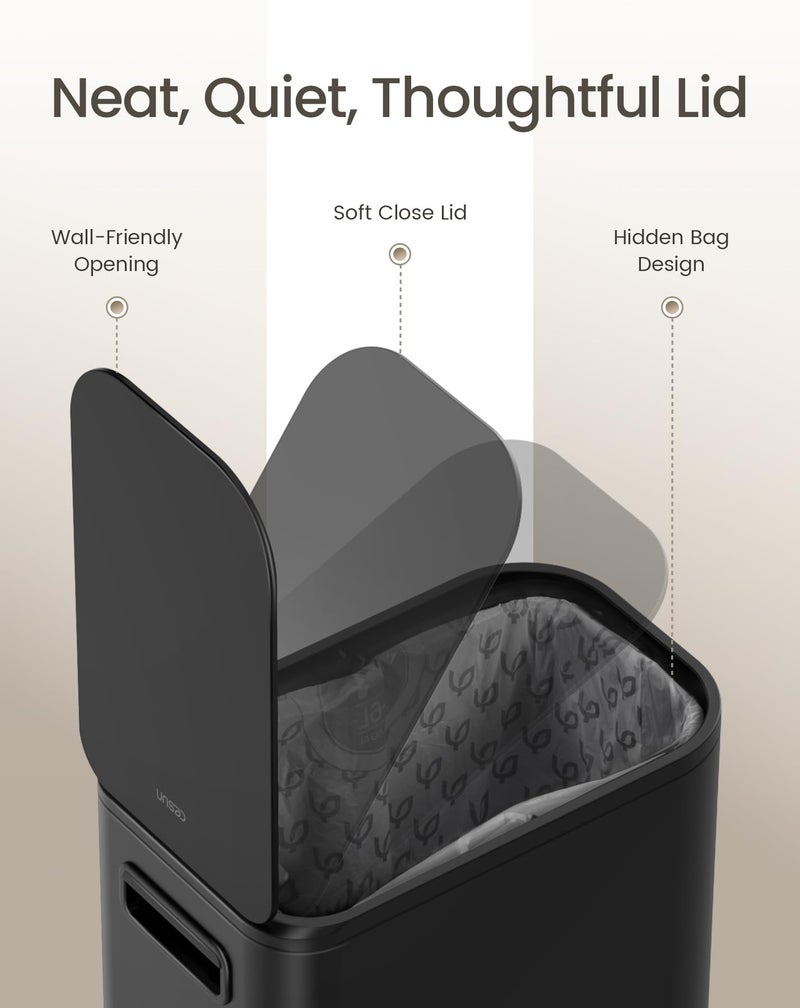 Cesun Small Bathroom Trash Can with Lid Soft Close, Step Pedal, 5 Liter / 1.3 Gallon Stainless Steel Garbage Can with Removable Inner Bucket, Waste Basket for Bathroom, Bedroom (Matte Black) - Image 4
