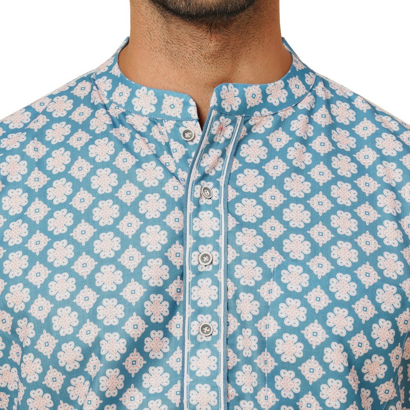 ARCHATTIRE Men’s Blue Printed Kurta for Men - Image 3