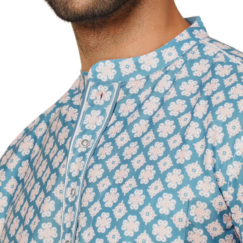 ARCHATTIRE Men’s Blue Printed Kurta for Men - Image 4