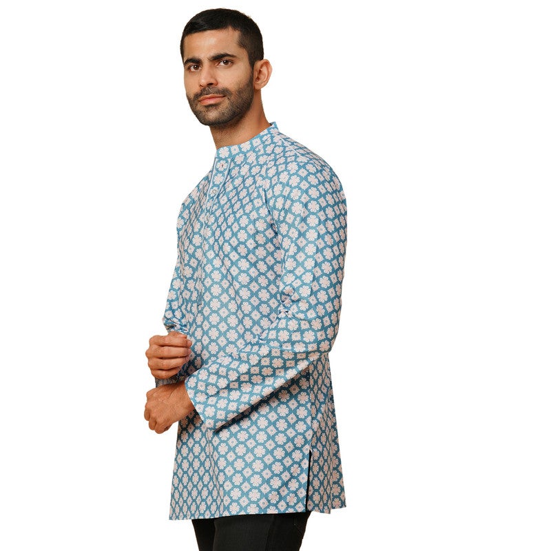 ARCHATTIRE Men’s Blue Printed Kurta for Men - Image 5