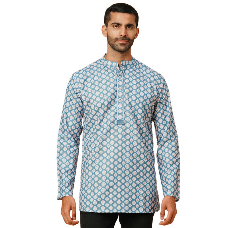 ARCHATTIRE Men’s Blue Printed Kurta for Men - Image 1