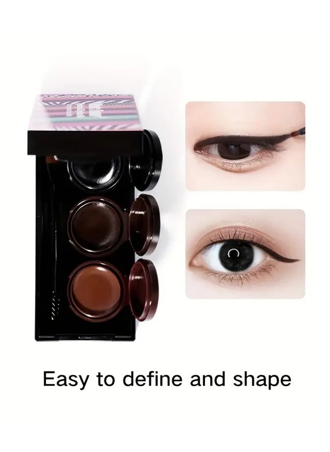 Music Flower 3 In 1 Long-Wearing Eyebrow Eyeliner Gel, Waterproof Eyeliner Cream With Brushe, High Pigmented Smudge Proof Eye Makeup Cream  - Image 4