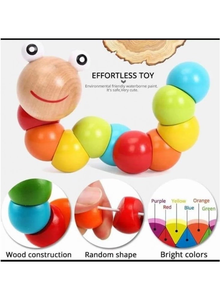 لعبة الدودة من الخشب متعددة الألوان الصفوة - Image 4