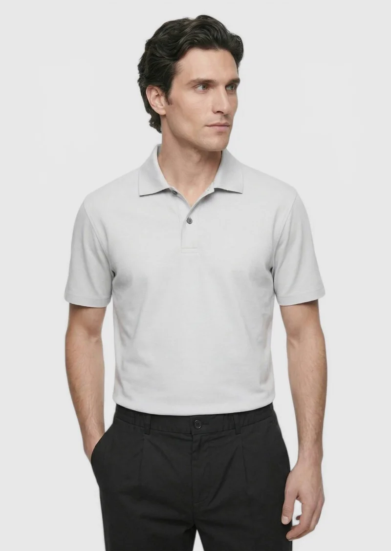 RAMSEY Light Grey Plain 100% Cotton T-Shirt