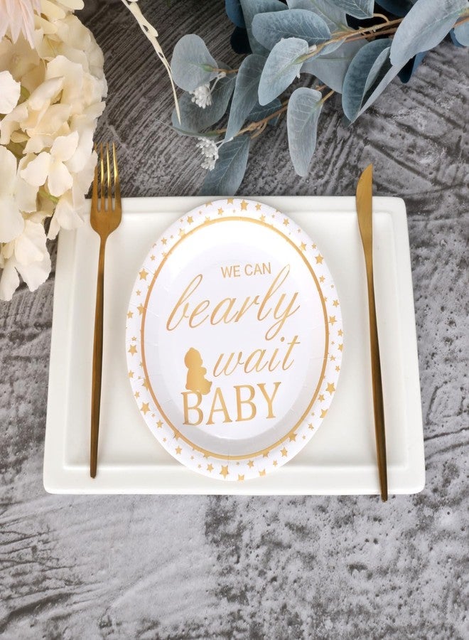 Pandecor 50 Pieces We Can Bearly Wait Baby Disposable Paper Plates,7 inches Cake Dessert Plates for Gender Reveal Party and Baby Shower Party (Plates) - Image 5