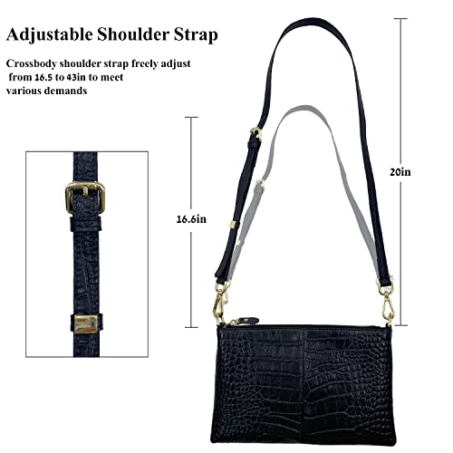Beurlike Leather Wristlet Wallet Clutch Purses For Women Small Crossbody Phone Bags (Crocodile Black) - Image 4