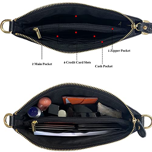 Beurlike Leather Wristlet Wallet Clutch Purses For Women Small Crossbody Phone Bags (Crocodile Black) - Image 5