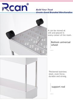 Rcan 4 Tier Slide Out Storage Cart Removable Rolling Storage Rack with Wheels, Large Capacity Narrow Gap Storage Organizer, Plastic Unit Floor Standing Shelving, for Bedroom Kitchen Bathroom Toilet  - Image 4