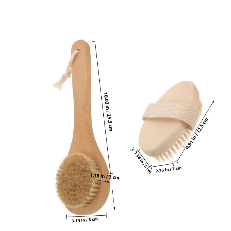 Maple Wood Handheld Body Brush Set Dual Size Exfoliator Bath Scrubber Shower Brush - Image 3