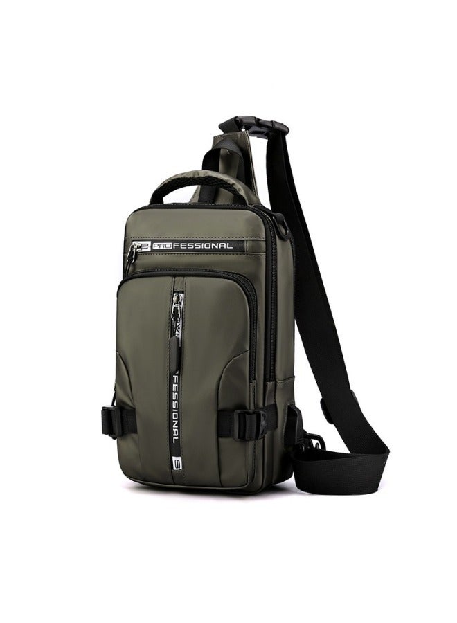 Generic Men's Multi-Functional Casual Outdoor Chest Bag Single Shoulder Crossbody Bag Durable Nylon Urban Minimalist Style Backpack-Color:Army Green  - Image 1