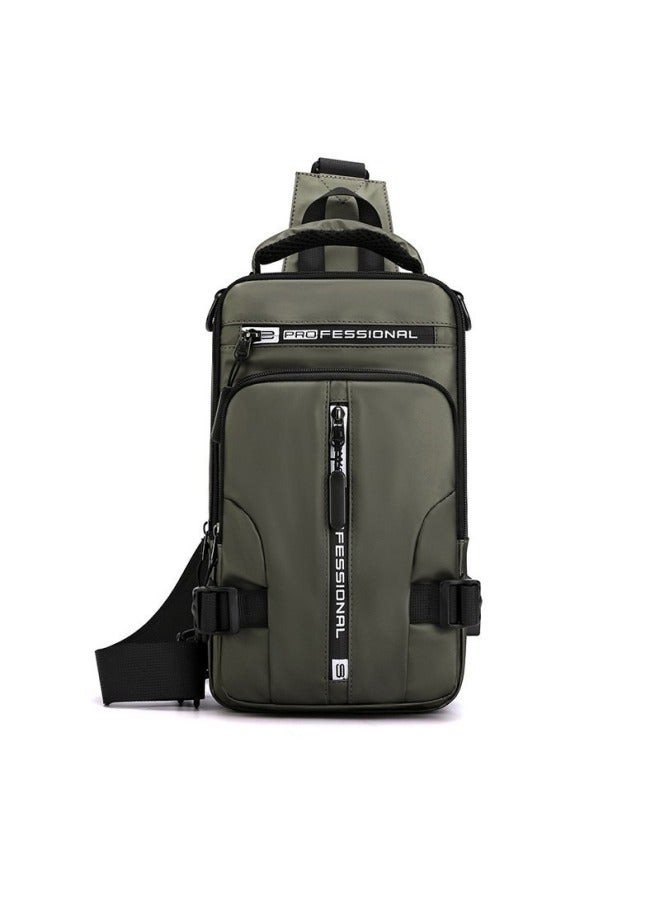 Generic Men's Multi-Functional Casual Outdoor Chest Bag Single Shoulder Crossbody Bag Durable Nylon Urban Minimalist Style Backpack-Color:Army Green  - Image 5