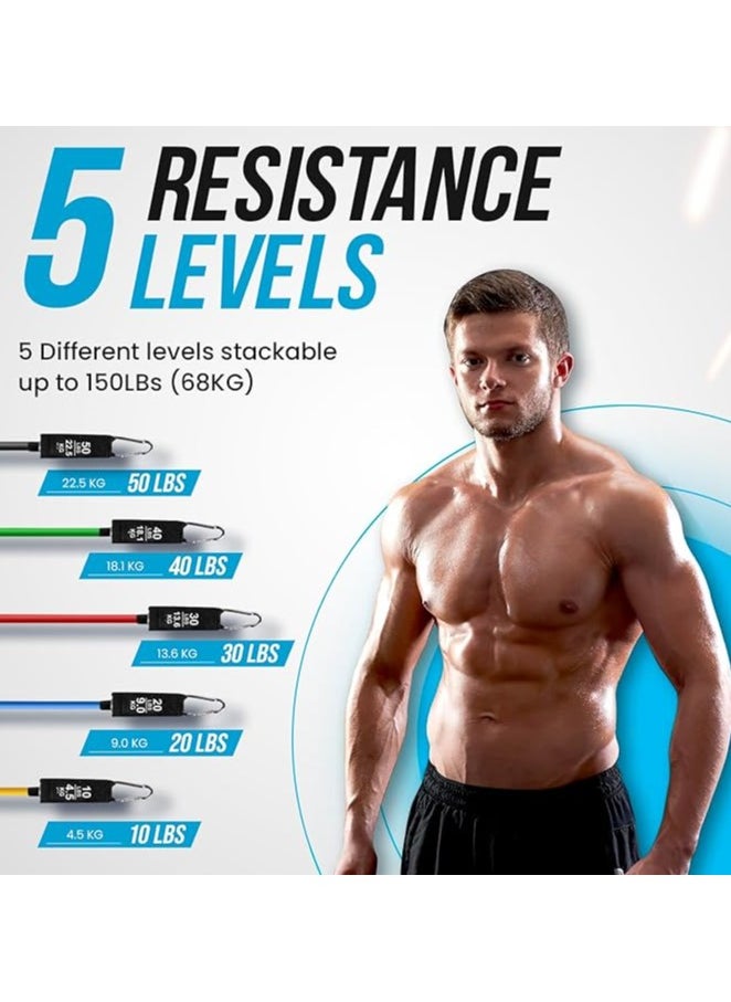 Generic - Portentom Exercise Band with 5 Different Levels Up to 150 lbs (68 kg), Ideal for TRX or Home Gym, Multi-Coloured - Image 1