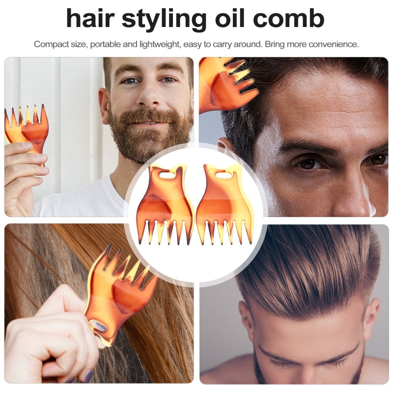 4 Pcs Wide Teeth Hair Styling Comb Salon Oil Hair Comb Hair Brush for Men - Image 4