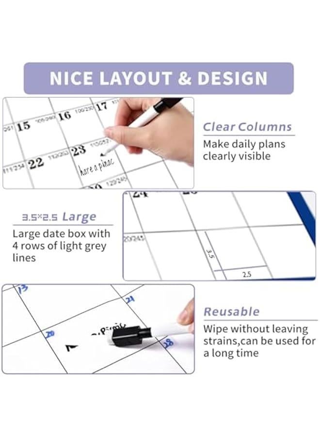 2025 Dry Erase Calendar For Wall, Erasable Whiteboard Calendar 2025 With 2 Pen, 24 X 36 Inch Monthly Wall Planner, Double-sided Dry Erase Board Calendar 2025 For Offices Home - Image 4