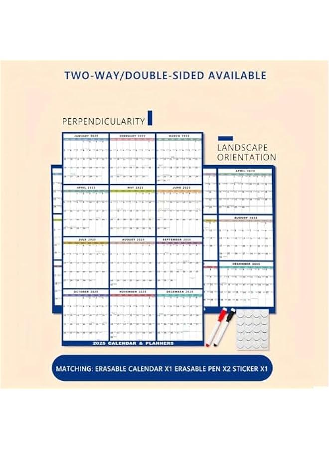 2025 Dry Erase Calendar For Wall, Erasable Whiteboard Calendar 2025 With 2 Pen, 24 X 36 Inch Monthly Wall Planner, Double-sided Dry Erase Board Calendar 2025 For Offices Home - Image 2