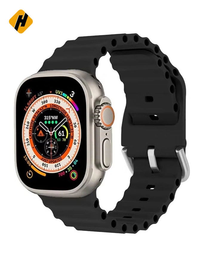 HuHa - "Apple Watch Ocean Band – Adjustable Soft Silicone Sport Band, Breathable Wristband for 49mm to 38mm, Compatible with Series Ultra and All Models" - Image 1