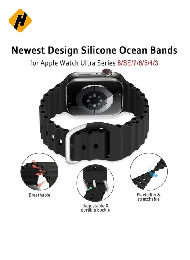 HuHa - "Apple Watch Ocean Band – Adjustable Soft Silicone Sport Band, Breathable Wristband for 49mm to 38mm, Compatible with Series Ultra and All Models" - Image 1