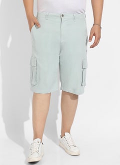 Instafab Plus Instafab Plus Men's Sage Green Cargo Shorts  - Image 2
