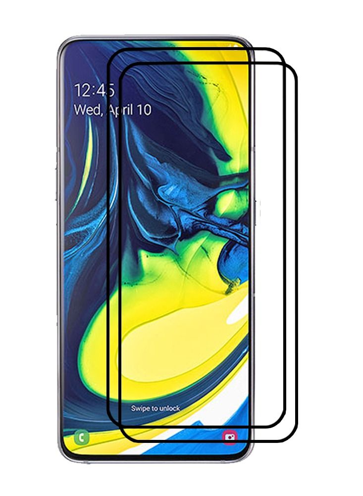 CATANES 2 Pack For Samsung Galaxy A80 Screen Protector Tempered Glass Full Glue Back - Image 2