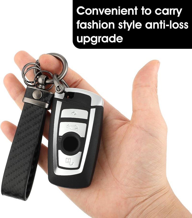 Amabro Carbon Fiber Style Detachable Car Keychain with 360 Degree Rotation - Image 3