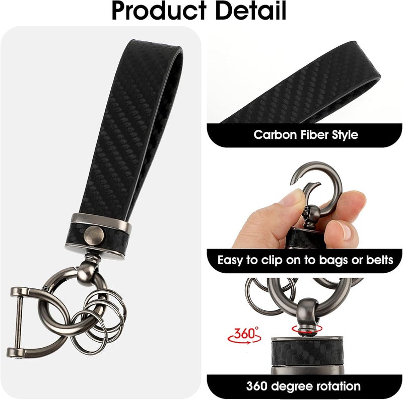 Amabro Carbon Fiber Style Detachable Car Keychain with 360 Degree Rotation - Image 2