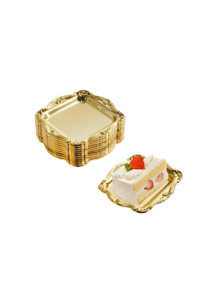 20 Pcs Mini Cake Candy Tray with Retro Border Golden Mousse Cake Boards Dessert Board Cupcake Dessert Displays Tray Jewellery Display Stand Holder Earring Necklace Bracelets Watches Jewelry Storage Or  - Image 1