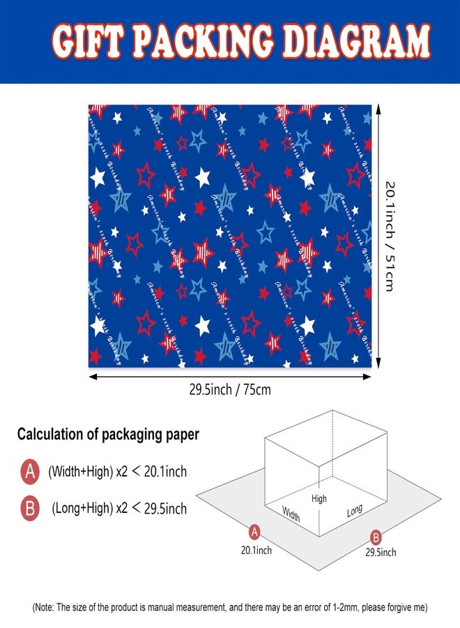 IRCOR America 250 Gift Wrapping Paper America 250 Decorations 4th Of July USA 250th Anniversary Wrapping Sheets For America’S 250th Birthday Independence Day Veterans Events Party Supplies - Image 2