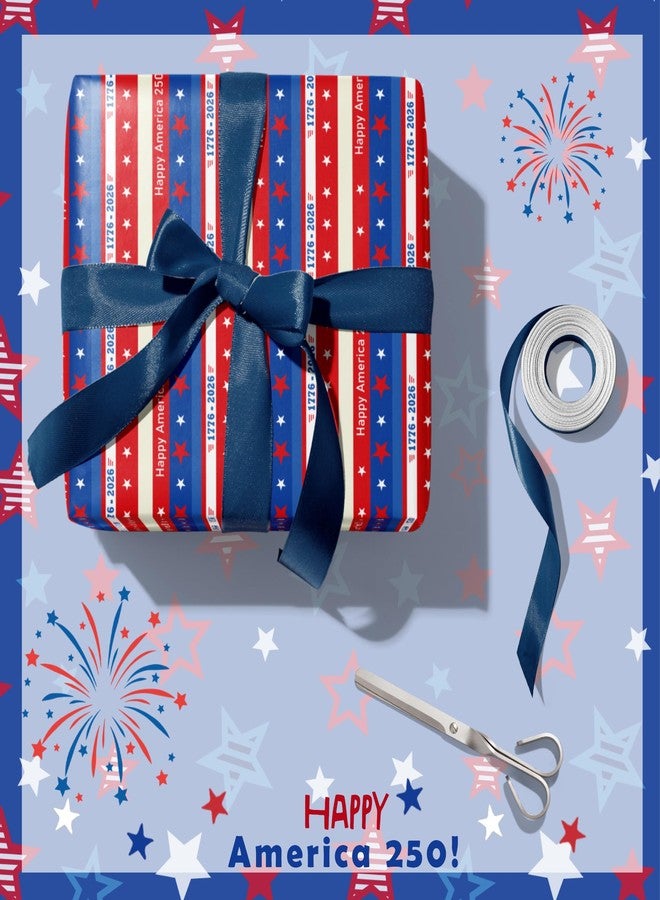 IRCOR America 250 Gift Wrapping Paper America 250 Decorations 4th Of July USA 250th Anniversary Wrapping Sheets For America’S 250th Birthday Independence Day Veterans Events Party Supplies - Image 4