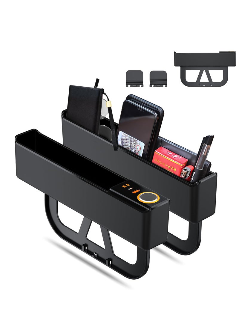 Excefore Car Seat Gap Filler Organizer,  2 Pack Multifunctional Auto Console Side Storage Box, 52W Charging Car Organizer and Storage Box, for Car Organizer Front Seat, Black - Image 1
