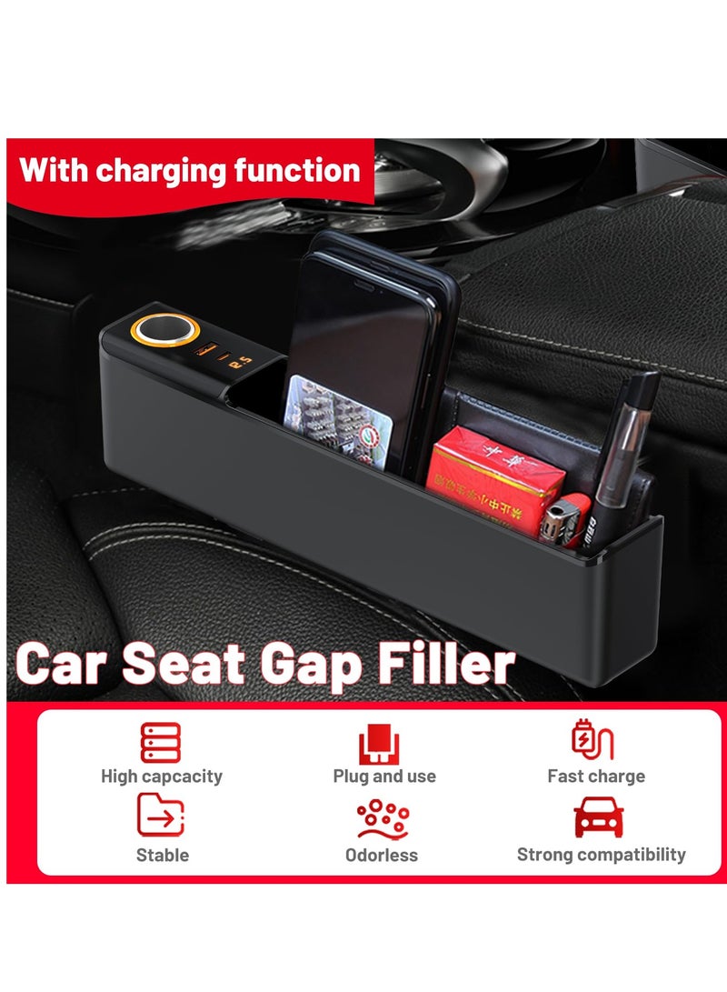 Excefore Car Seat Gap Filler Organizer,  2 Pack Multifunctional Auto Console Side Storage Box, 52W Charging Car Organizer and Storage Box, for Car Organizer Front Seat, Black - Image 5