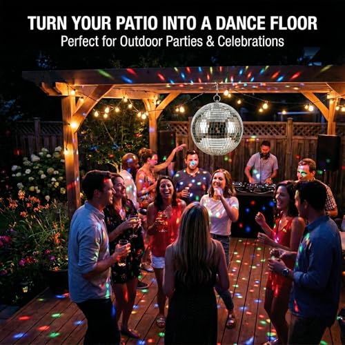 C CRYSTAL LEMON 12 Inch Disco Ball Silver Mirror Ball with Hanging Ring Lightweight Foam Core Party and Wedding Decor Dance Floor and Photo Booth Centerpiece - Image 3