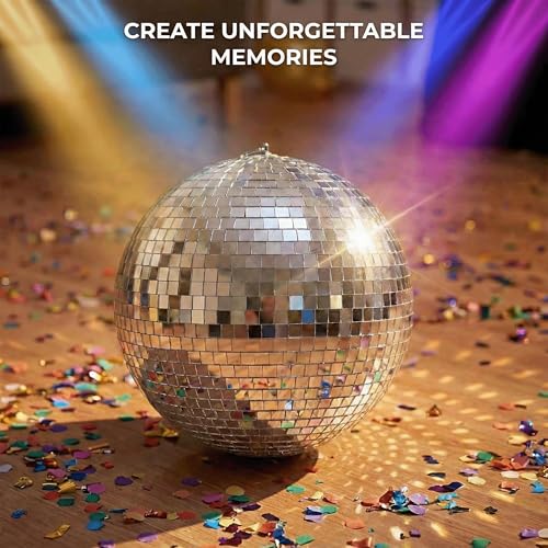 C CRYSTAL LEMON 12 Inch Disco Ball Silver Mirror Ball with Hanging Ring Lightweight Foam Core Party and Wedding Decor Dance Floor and Photo Booth Centerpiece - Image 4