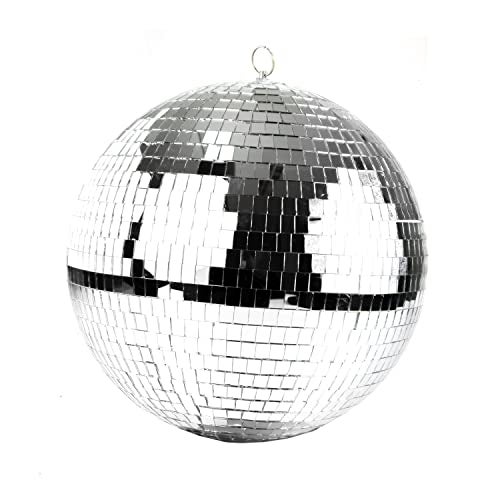 C CRYSTAL LEMON 12 Inch Disco Ball Silver Mirror Ball with Hanging Ring Lightweight Foam Core Party and Wedding Decor Dance Floor and Photo Booth Centerpiece - Image 1