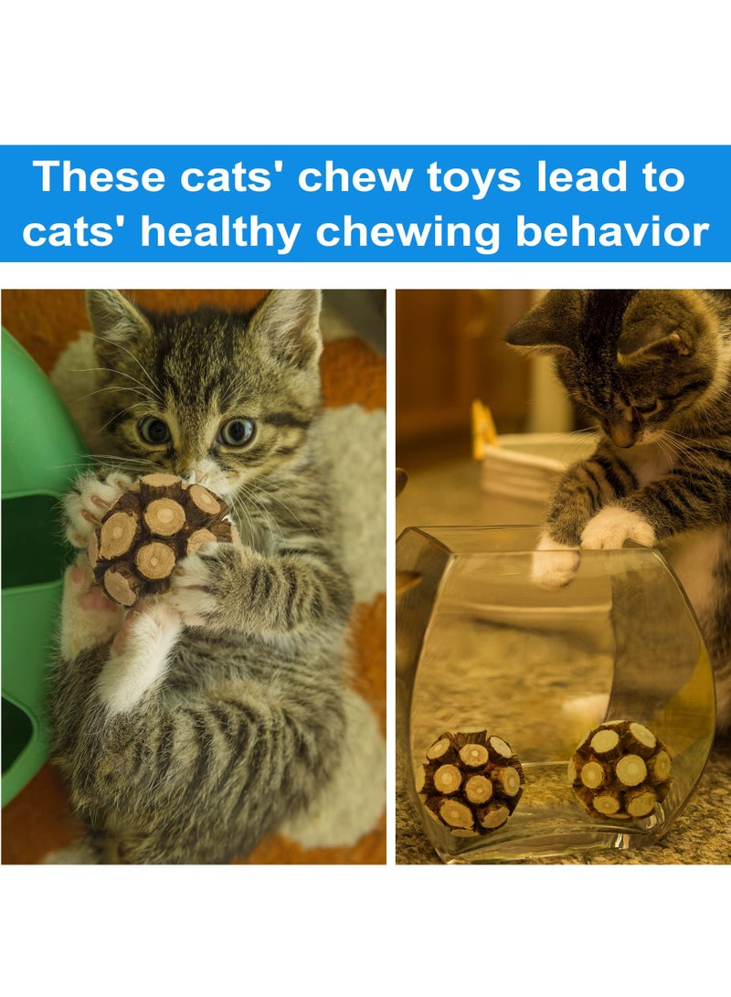 KASTWAVE 2 قطع لعبة كرة جرس بالة رتان طبيعية للنباتات الضارة للقطط، لطحن أسنان القطط، كرة صغيرة قابلة للمضغ، ألعاب قطط صغيرة لتنظيف الأسنان في الداخل - Image 4