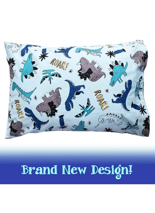Dreamtown Kids - Toddler Pillow With Pillowcase 14X19 Dinosaur. Chiropractor Recommended. Made In Usa. Ideal For Daycare Cribs Toddler Beds And Car Rides. - Image 1