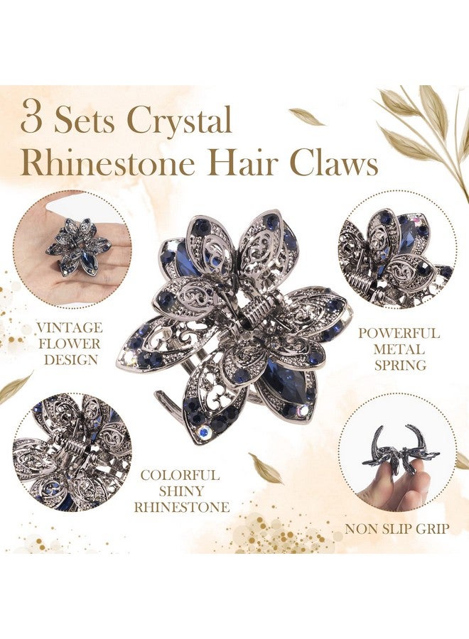 ISKYBOB Set Of 3 Vintage Metal Jaw Clips Rhinestone Hair Claw Clip Hair Accessories For Women - Image 4