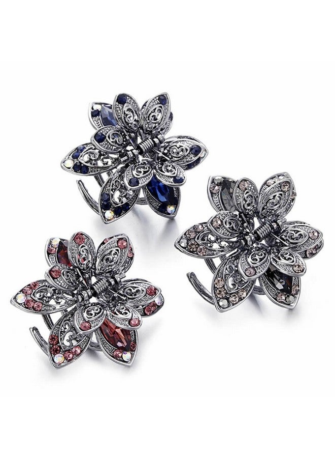 ISKYBOB Set Of 3 Vintage Metal Jaw Clips Rhinestone Hair Claw Clip Hair Accessories For Women - Image 1