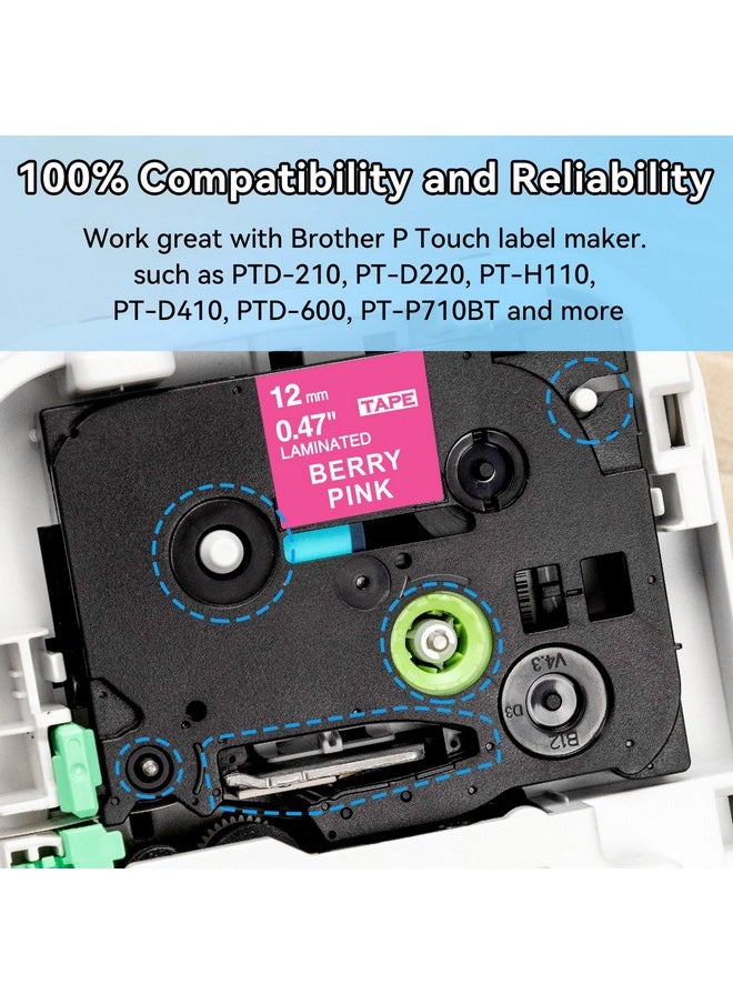 Freshworld 7 Pack P Touch Label Tape,Tze231 Tape 12Mm 0.47 Inch Laminated White/Black/Green/Pink/Purple/Blue/Pastel Pink Compatible With Brother P-Touch Label Maker Pt-D210 Pt-H110 Pt-D600 Pt-1230Pc Pt-P700,8M  - Image 2