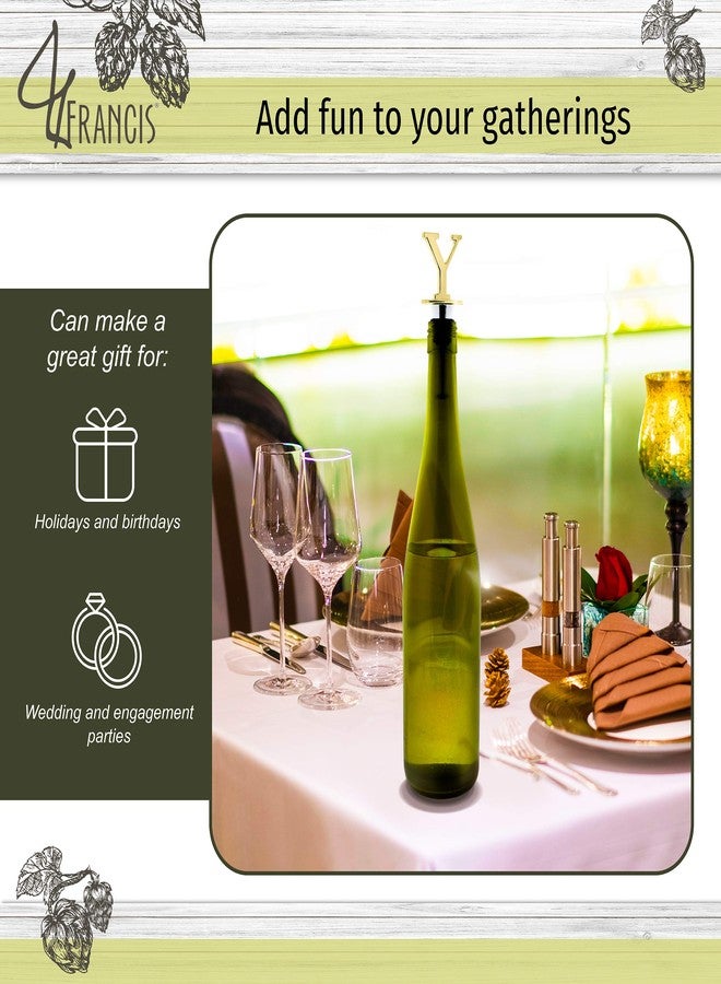 جي فرانسيس سدادة زجاجة نبيذ نحاسية قابلة لإعادة الاستخدام، مزودة بحرف "Y" منقوش - عبوة واحدة - Image 5