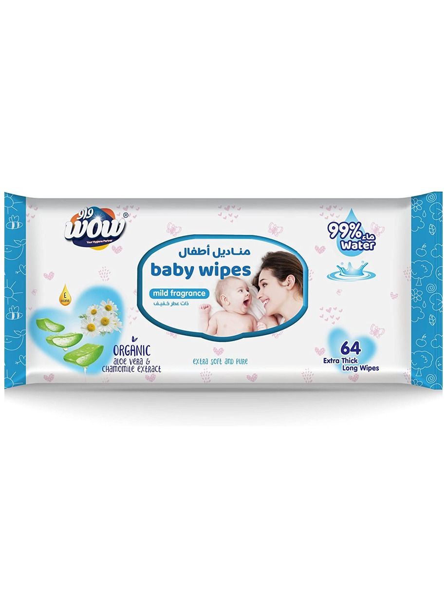 WOW Baby Wet Wipes Mild Fragrance Extra Thick 64Sheets